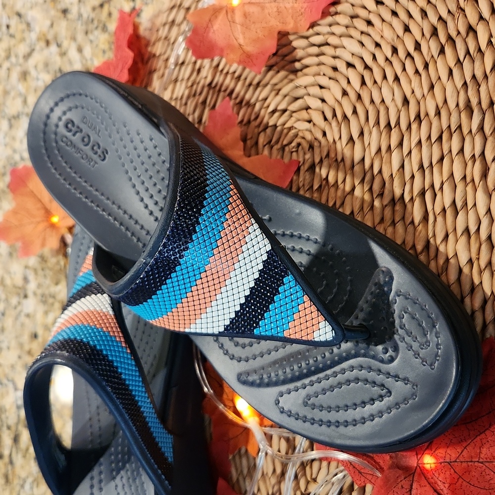 Crocs Monterey Bead Strap Wedge Flip Flop Women's Size 9